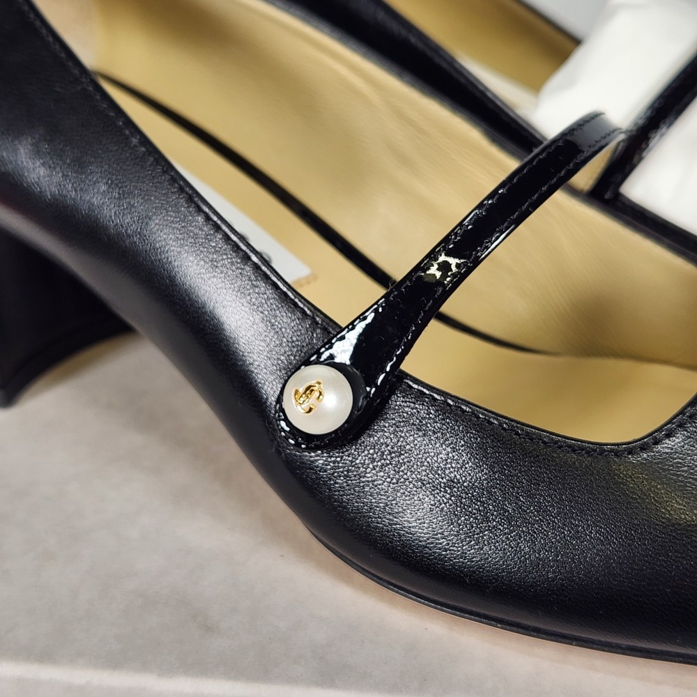 Jimmy Choo Elisa 45 Pumps Women Size 38.5 Black Patent Nappa Leather Mary Jane - Picture 3 of 9